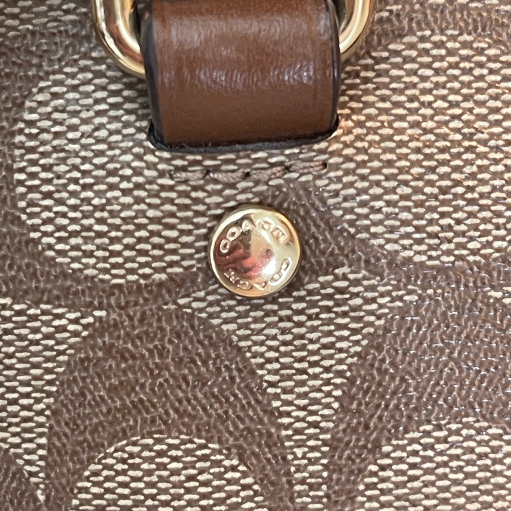 Coach Brown Signature Dome Satchel Handbag - Picture 7 of 15
